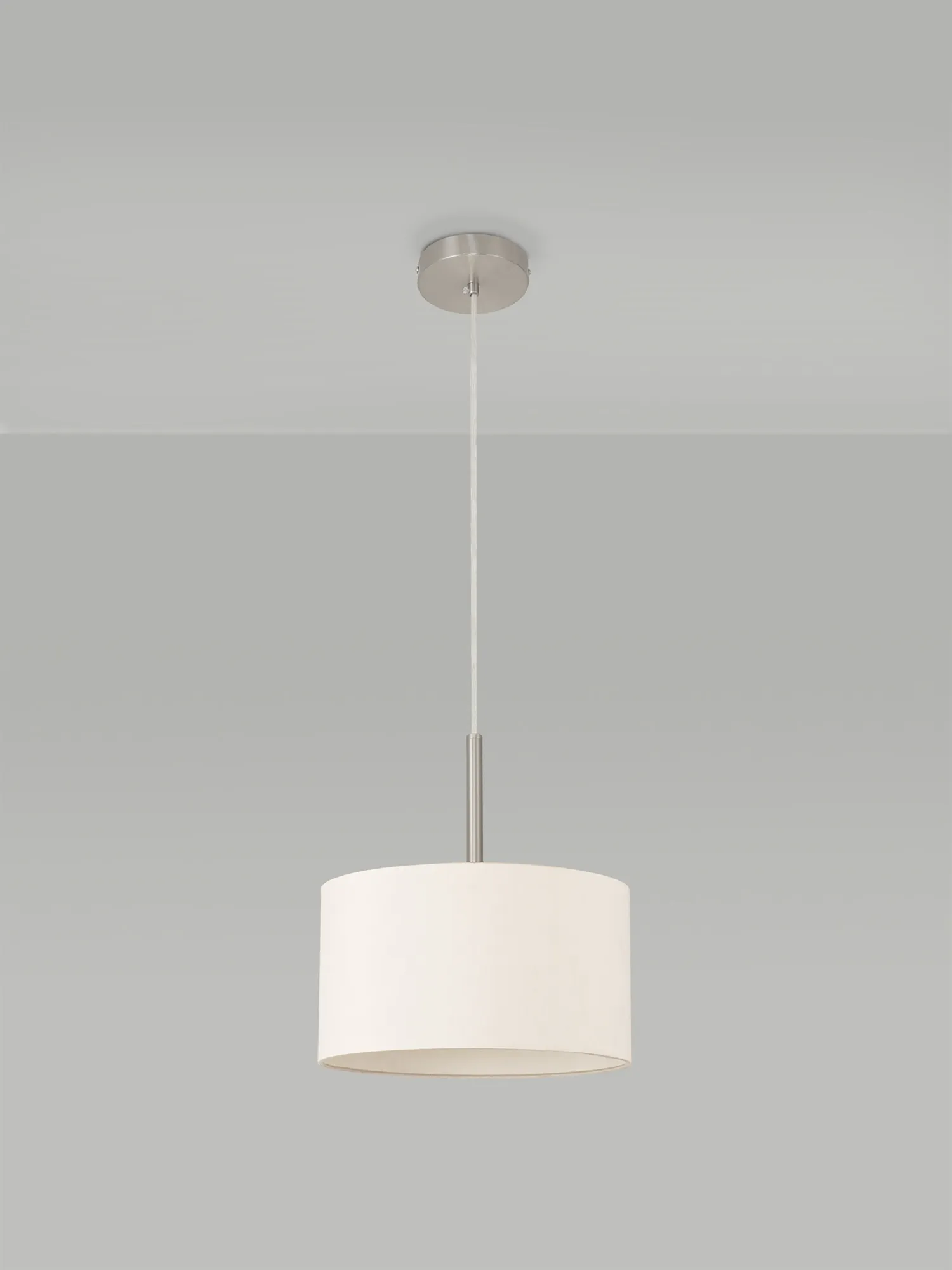 Baymont 30cm Pendant 1 Light Satin Nickel, Nude Beige/Moonlight DK0280  Deco Baymont SN NU